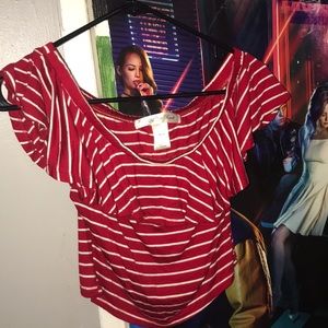red and white crop top